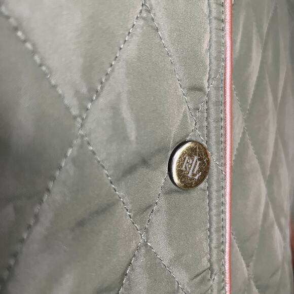 Ralph Lauren Quilted Jacket Faux Shearling Collar Green Size S Hooded Equestrian - Picture 5 of 7